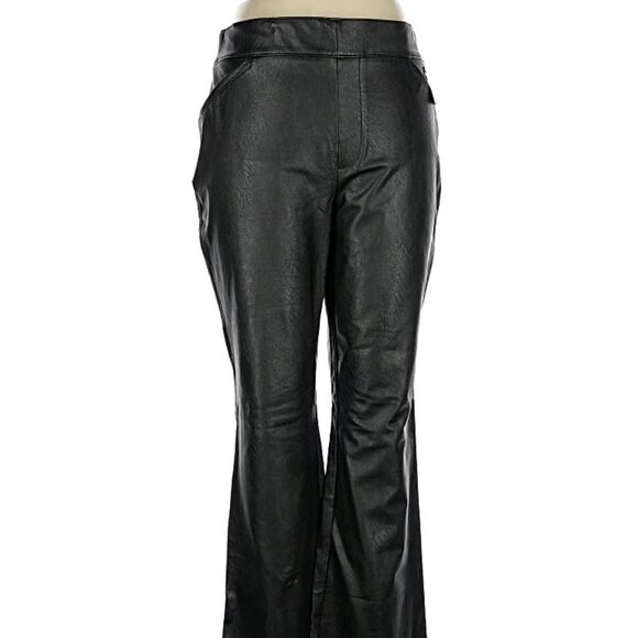 Spanx leather like / faux leather flare pants 20320R 1X/16 Noir Black NWT - Picture 7 of 11